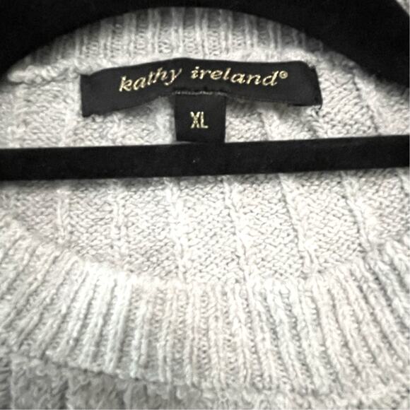 Kathy Ireland Sweater Women’s XL (Fits Small) Gray Ribbed Knit Puff Sleeve - EUC - Picture 3 of 8